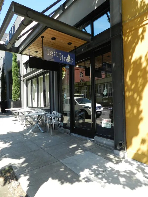 Exterior of Teardrop Cocktail Lounge in Portland showing the entrance with Teardrop signage