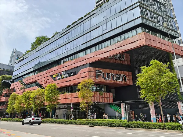 Exterior of Funan mixed-use development in Singapore, January 2026