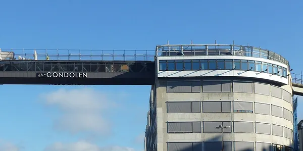Exterior of Restaurang Gondolen Stockholm showing the elevated walkway with its Gondolen sign
