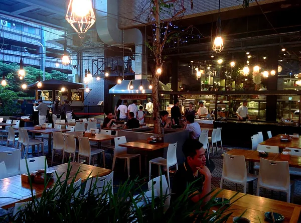 BBQ dining area at Addiction Aquatic Development seafood market and restaurant, Taipei