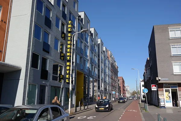 Exterior of The Social Hub The Hague (formerly The Student Hotel) on the Hoefkade street near Hollands Spoor