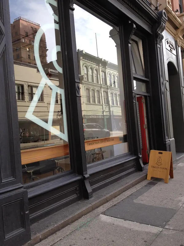 Timbertrain Coffee Roasters storefront in Gastown, Vancouver