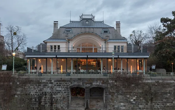 Steirereck im Stadtpark restaurant pavilion at dusk, Vienna